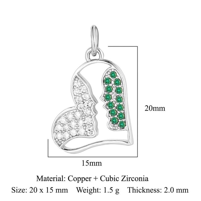 1 Piece Copper Zircon 18K Gold Plated Heart Shape Crown
