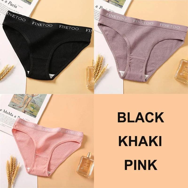3PCS Women Cotton Underwear Panties Female Sexy Briefs Brand  Band Waist Pantys Set Solid Color Intimates Lingerie for Girl M-XL
