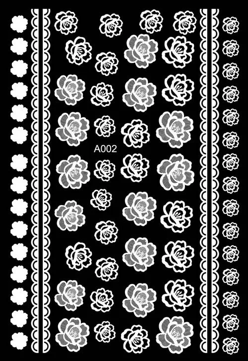 DIY White Flower Nail Stickers Decoration Manicure Foil 3D Nail Art Decorations Stickers Design Adhesive Lace Nail Decals Slider