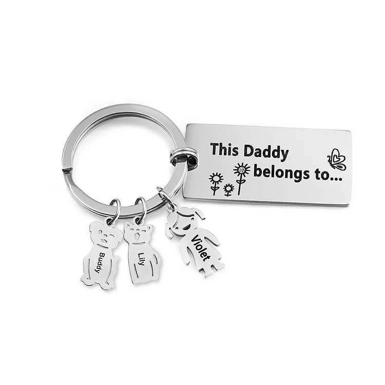 Personalized Keychain for Family Custom 3 Charms for Kid or Pet