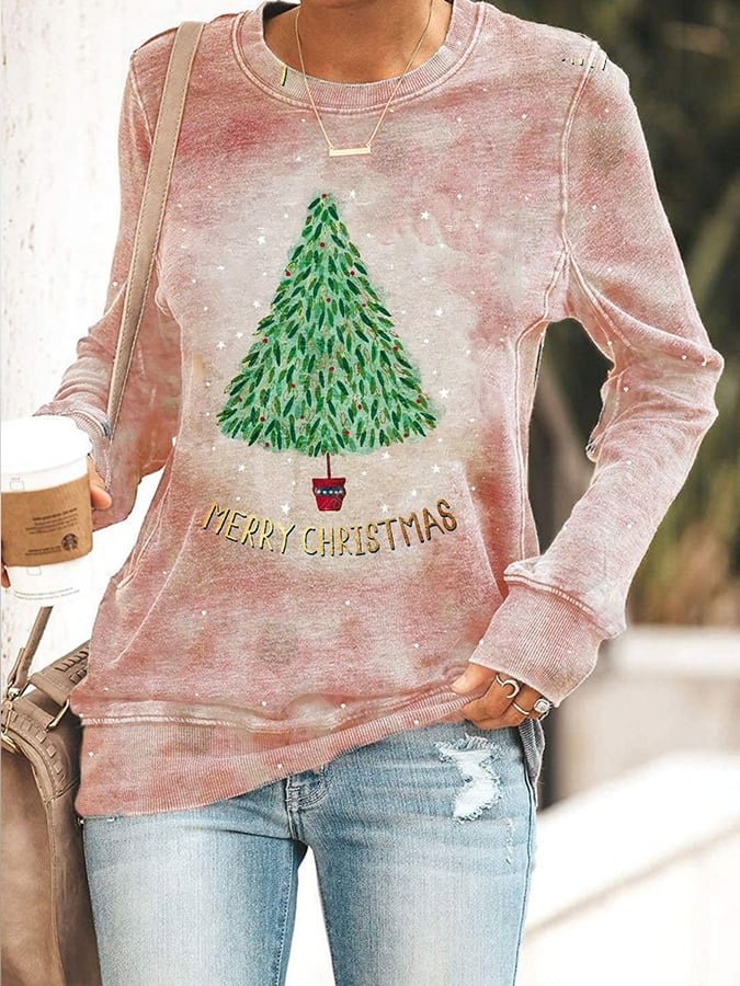 Christmas Gradient Print Casual Sweatshirt
