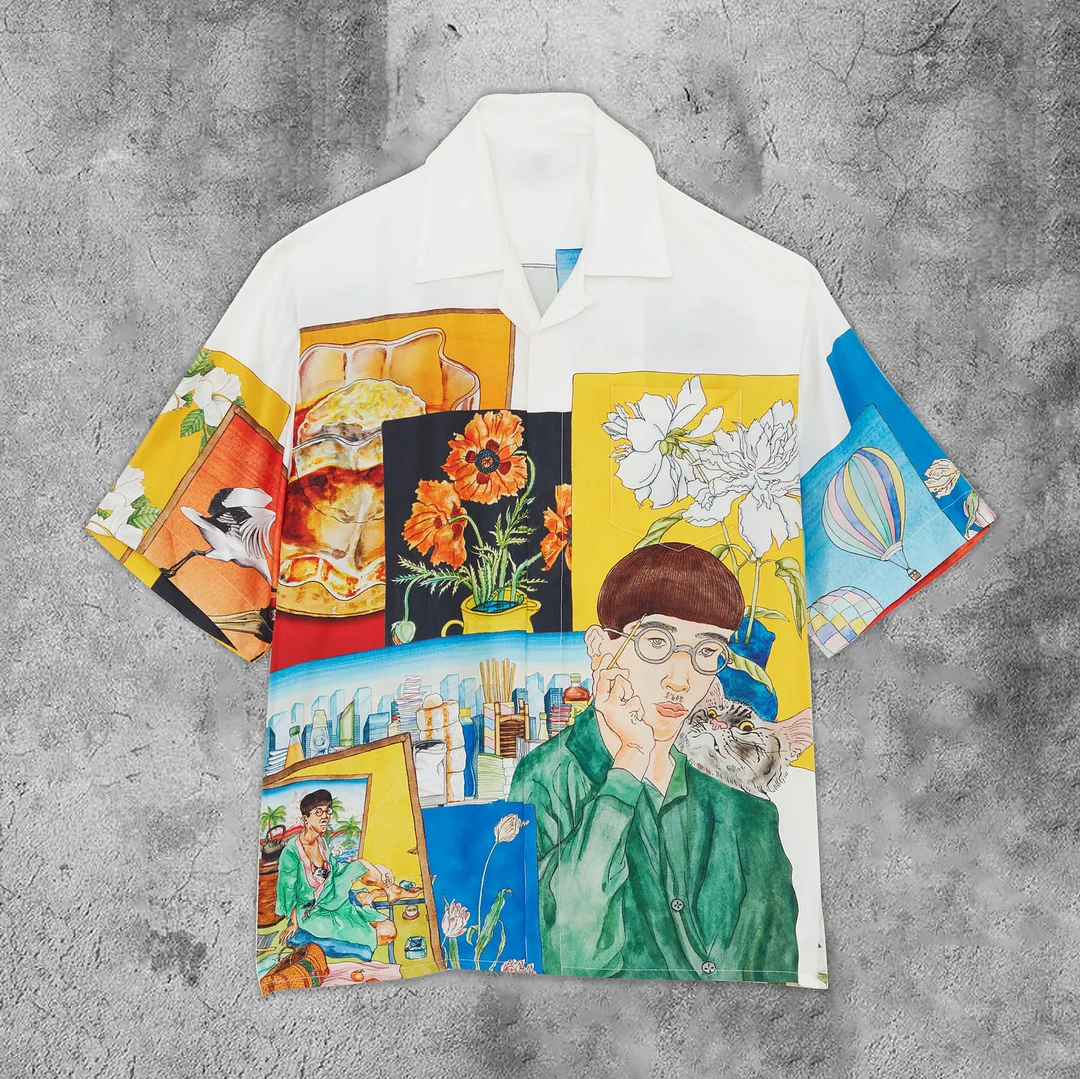 Comic Pattern Trend Short Sleeve Vintage Shirt