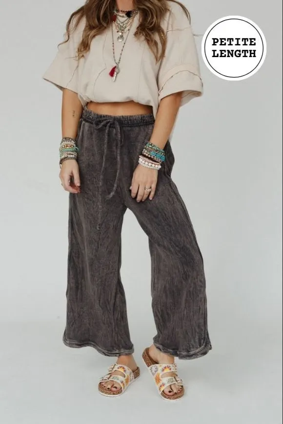 The Nest So Comfy Wide Leg Pant Petite Length - Charcoal