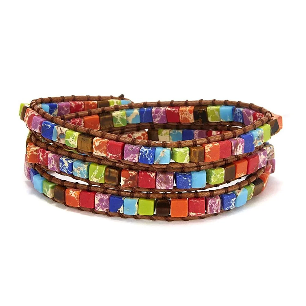 Multi-color Chakra Square Beaded Bracelet