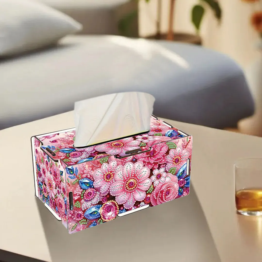 Flower DIY Diamond Art Paper Towel Holder for Home and Office Decoration