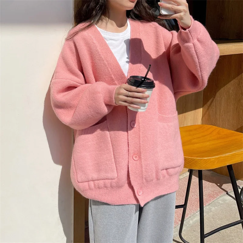 Churchf Churchf And Autumn Korean Version Candy Color Reduction Age Soft Waxy Knit Cardigan Female 2024 New Fashion Lazy Wind Milk Department Sweater