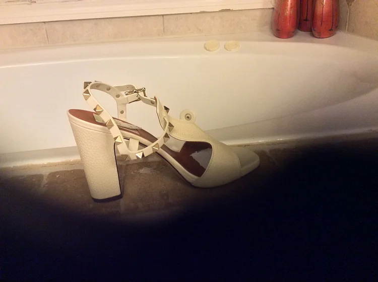 Custom Made White Rock Studs Sandals |FSJ Shoes