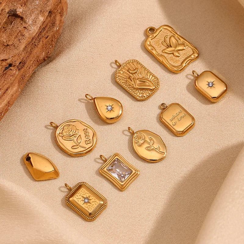 1 Piece 19.8*14MM 304 Stainless Steel Flower Pendant Jewelry Accessories