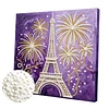 Kits d&rsquo;art de peinture en perles maison maison Tour Eiffel pour d&eacute;co int&eacute;rieure adulte 25x25cm avec cadre