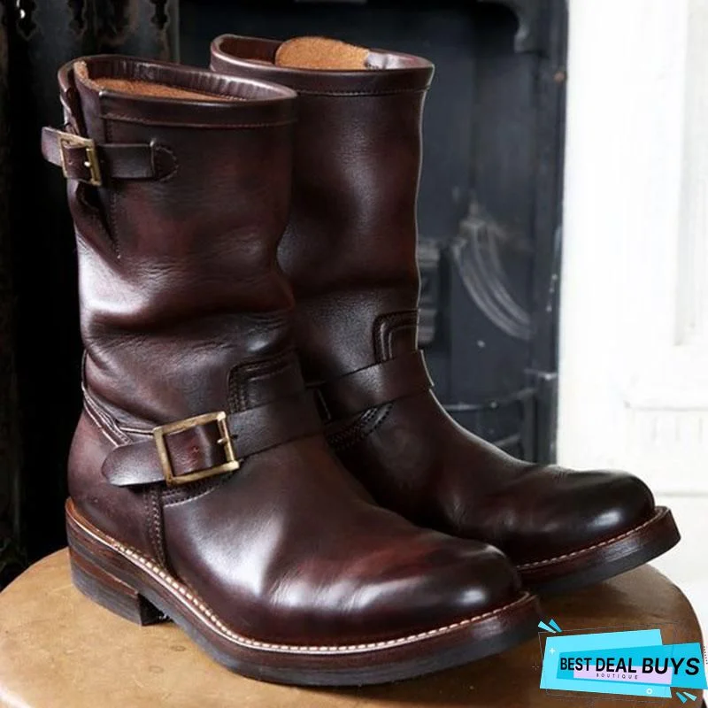 Men's Genuine Leather Engineer Boots