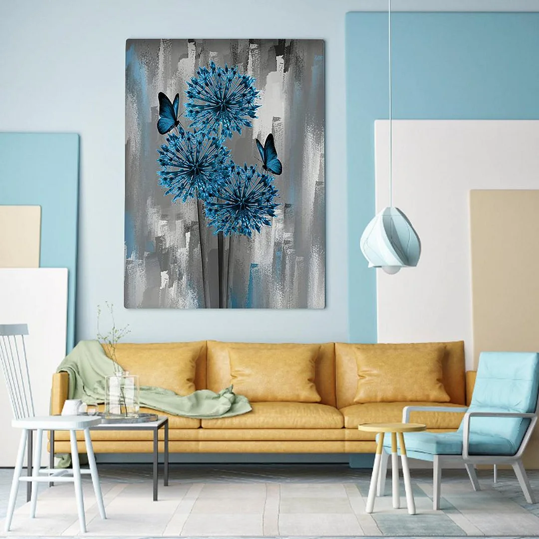 Full Embroidery 11CT DIY Blue Flowers Stamped Cross Stitch Kit Art Craft