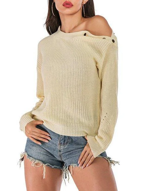 Apricot Casual Off Shoulder Solid Tops | EGEMISS