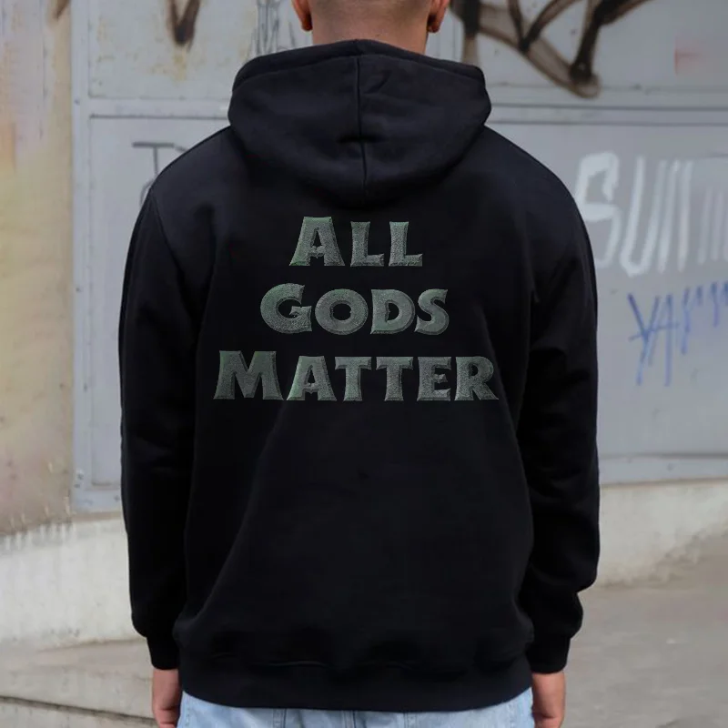 All Gods Matter Printed Men's Hoodie -  