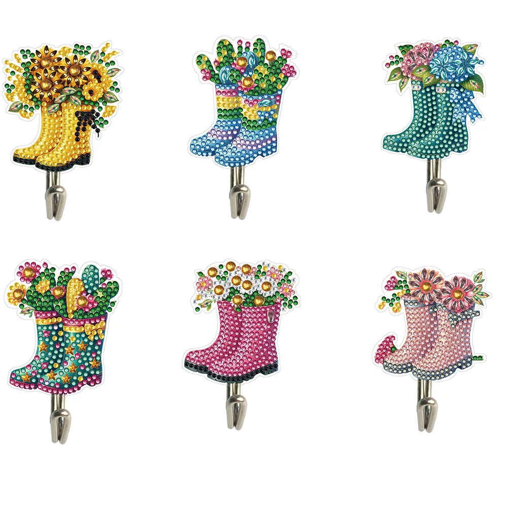 6Pcs Rain Boots Diamond Painting Hooks Diamond Art Craft Wall Hooks Home Decor