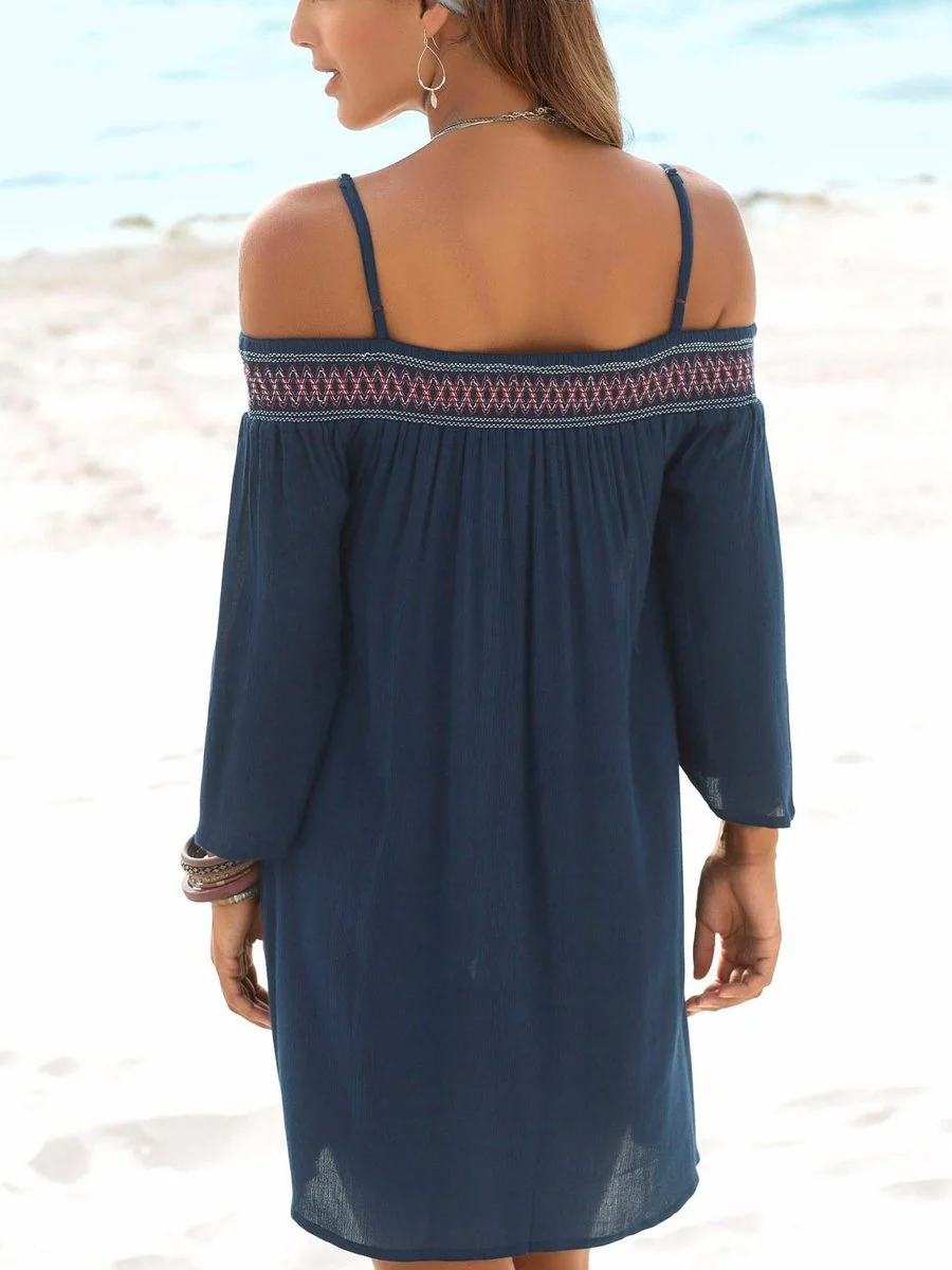 Slash neck Splicing Shift Dresses