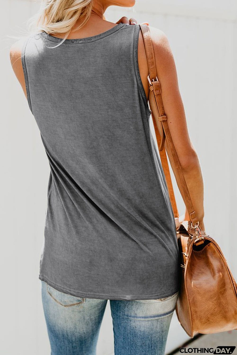 Casual Women Tank Top with Multicolor Pocket