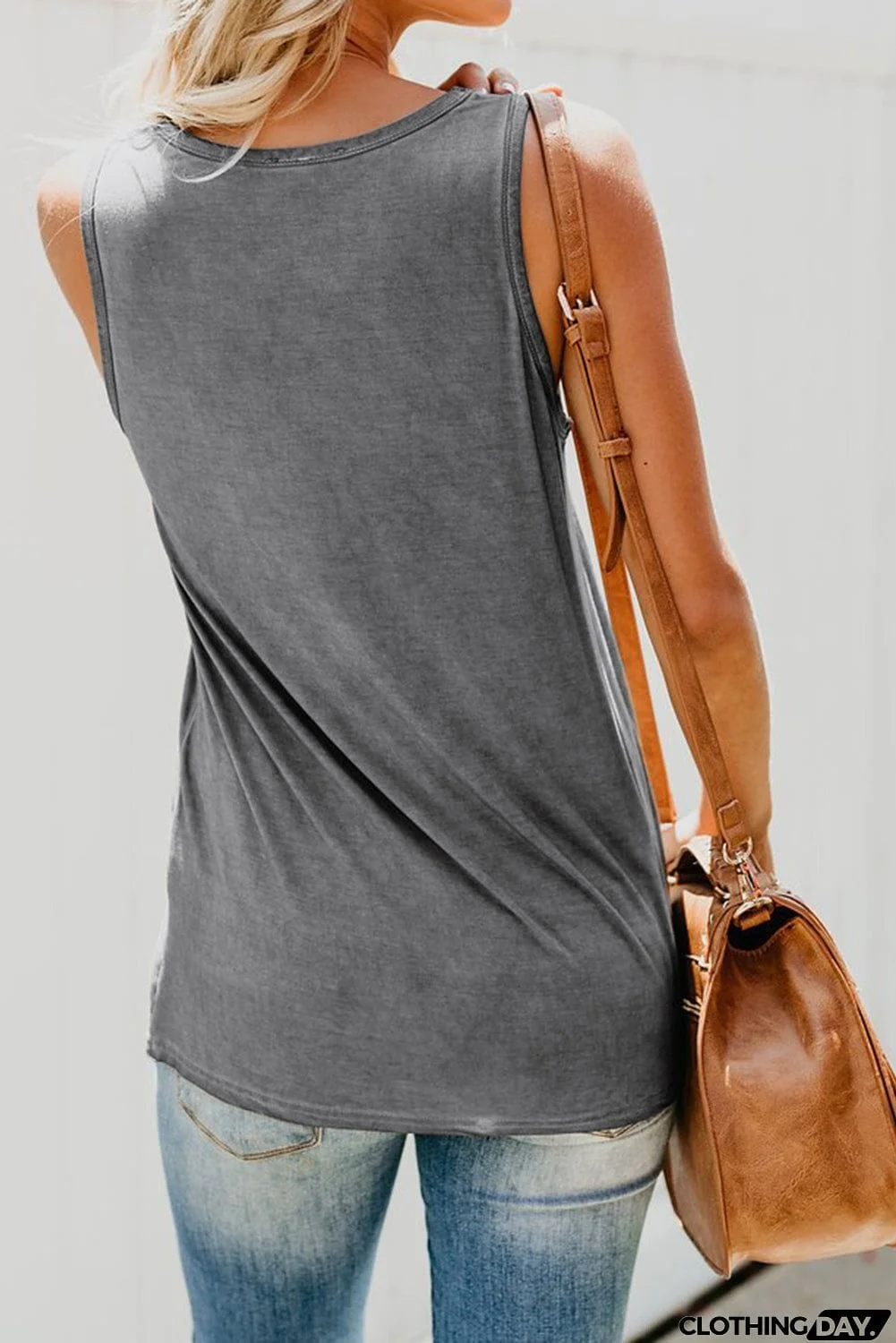 Casual Women Tank Top with Multicolor Pocket