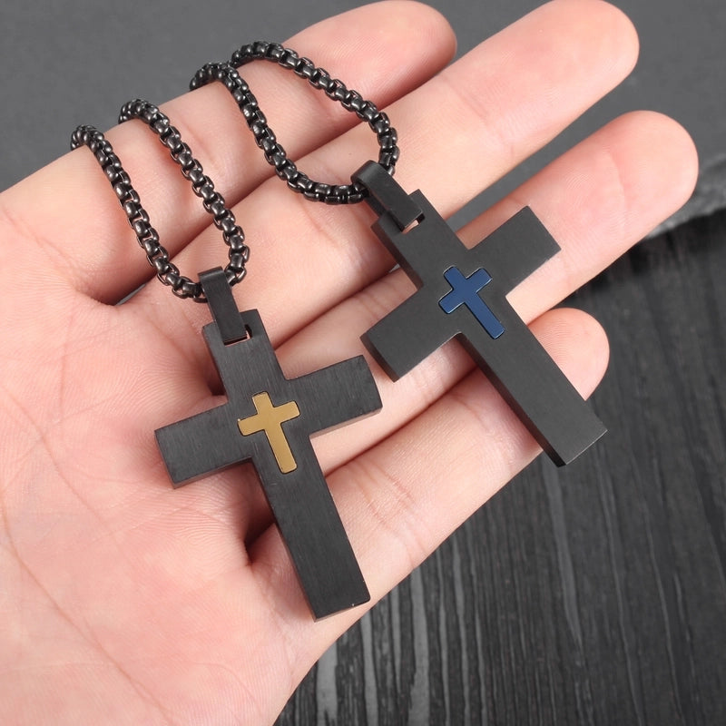 1 Piece 30*42mm 304 Stainless Steel Cross Pendant Chain Jewelry Accessories