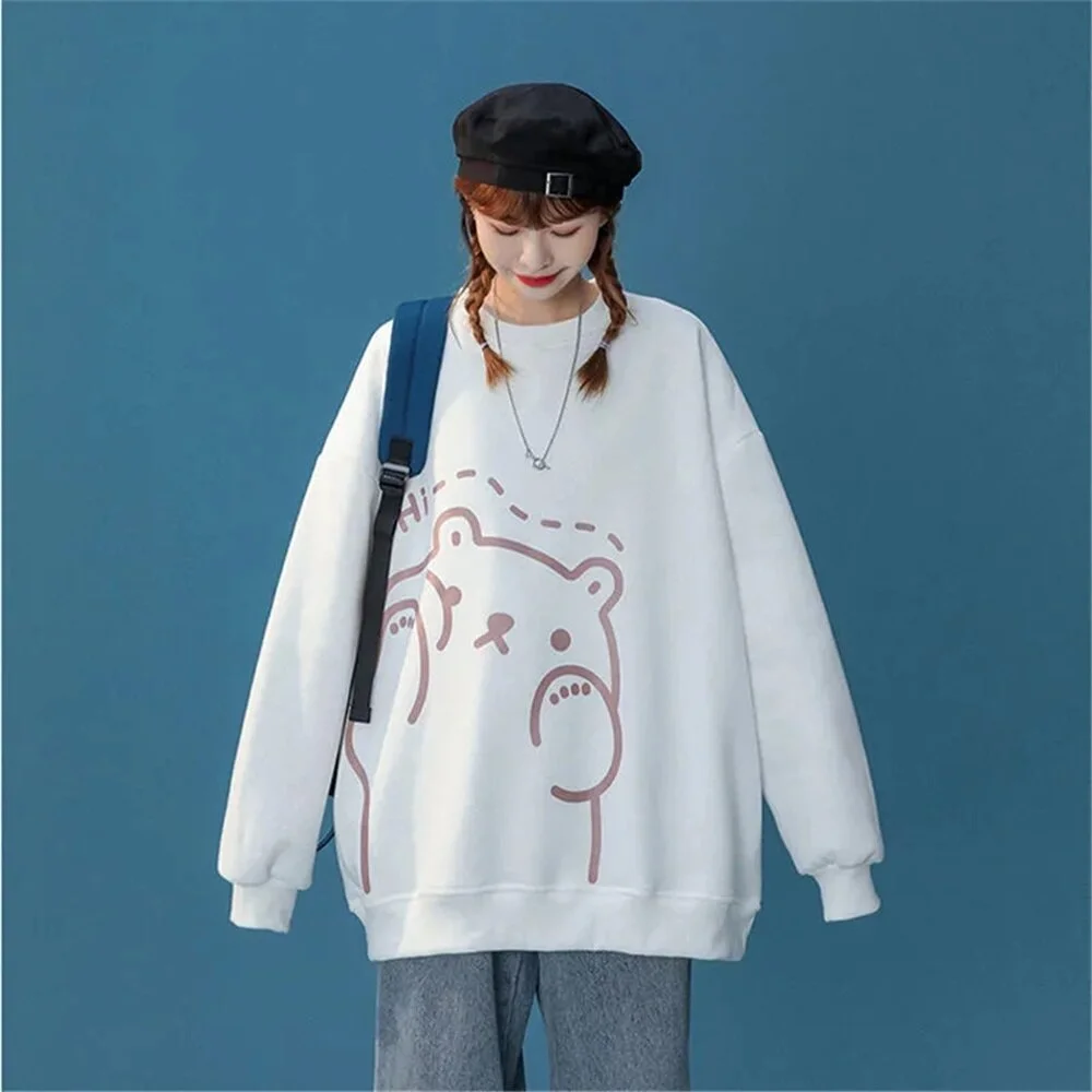 Japanese Kawaii Bear Printing Sweatshirt Oversized Pullover Jumper SP17071
