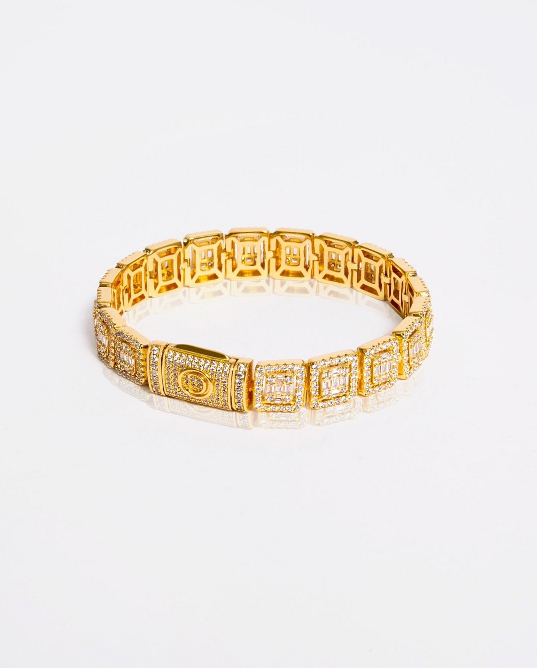 12mm Clustered Tennis Bracelet - Gold