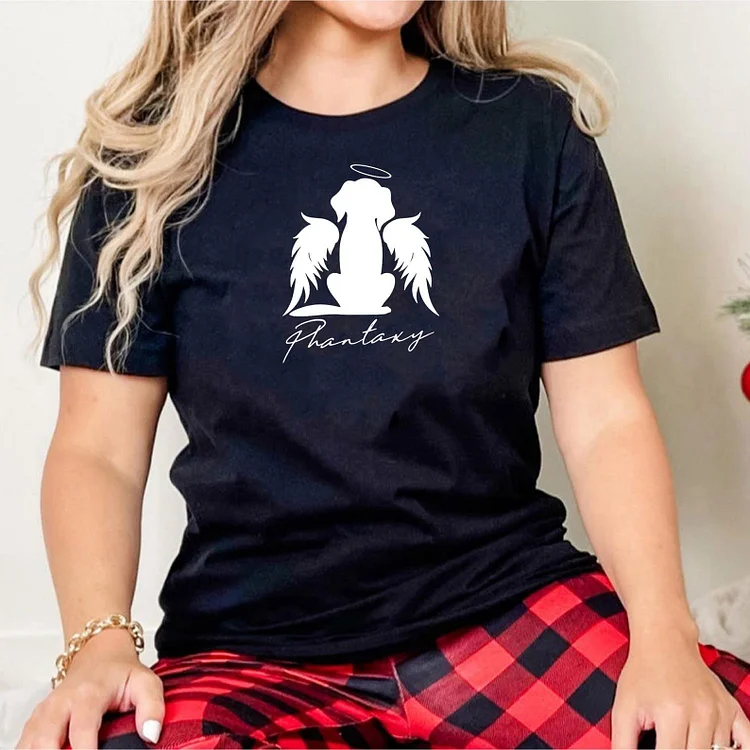 Custom Dog In Heaven Shirt With Wings and Halo Design, Personalized Dog Memorial Shirt