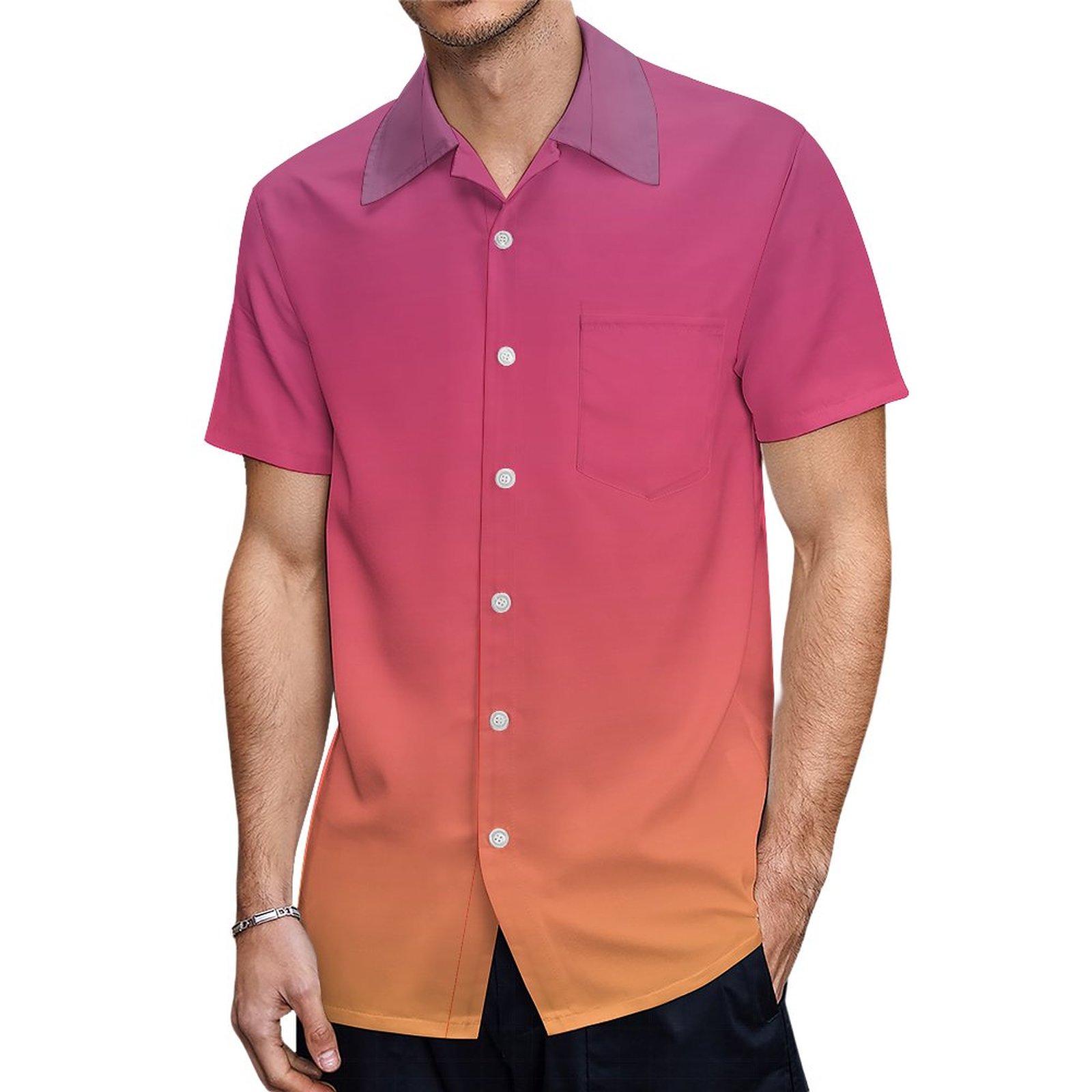 Sunset Sunrise Tropical Modern Color Gradient Hawaiian Shirt Mens Button Down Tropical Hawaii Beach Shirts