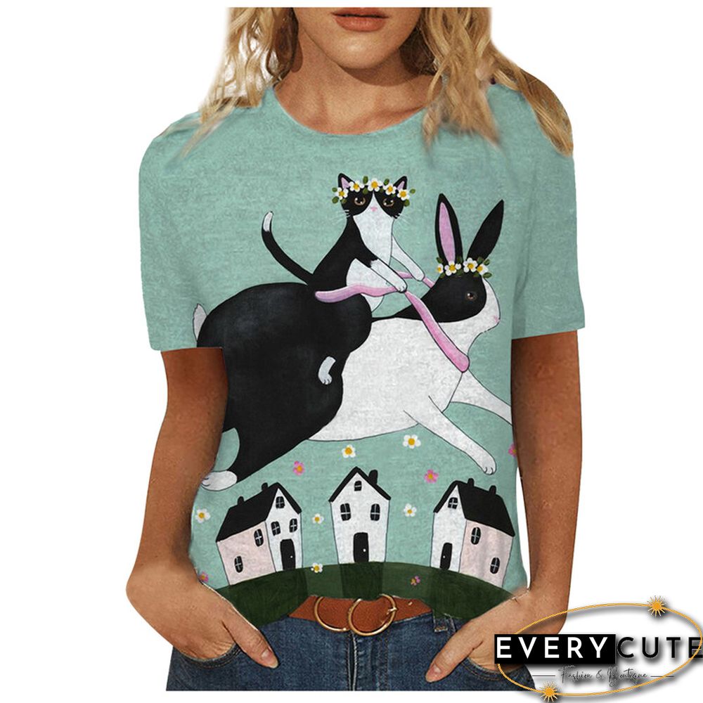 Women 3D Landscape Painting Positioning Sunflower Print T Shirt New Summer Vintage Casual Short Sleeve O-Neck Size Top