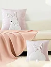2Pcs Easter Bunny Soft Cushion Case 45x45cm Plush Rabbit Embroidered Pillowcase
