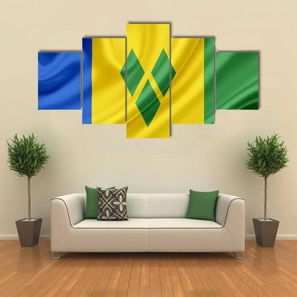 Wall Art For Living Room Wall Decor For Bedroom Poster Saint Vincent Grenadines Waving Flag Paintings Prints Artwork Bathroom Decorations Canvas Prints Hang Pictures Office Home Decor Works