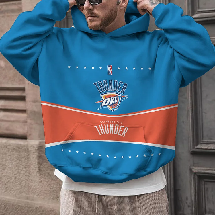 Oklahoma City Thunder  Printed Hooded Pocket Pullover Hoodie