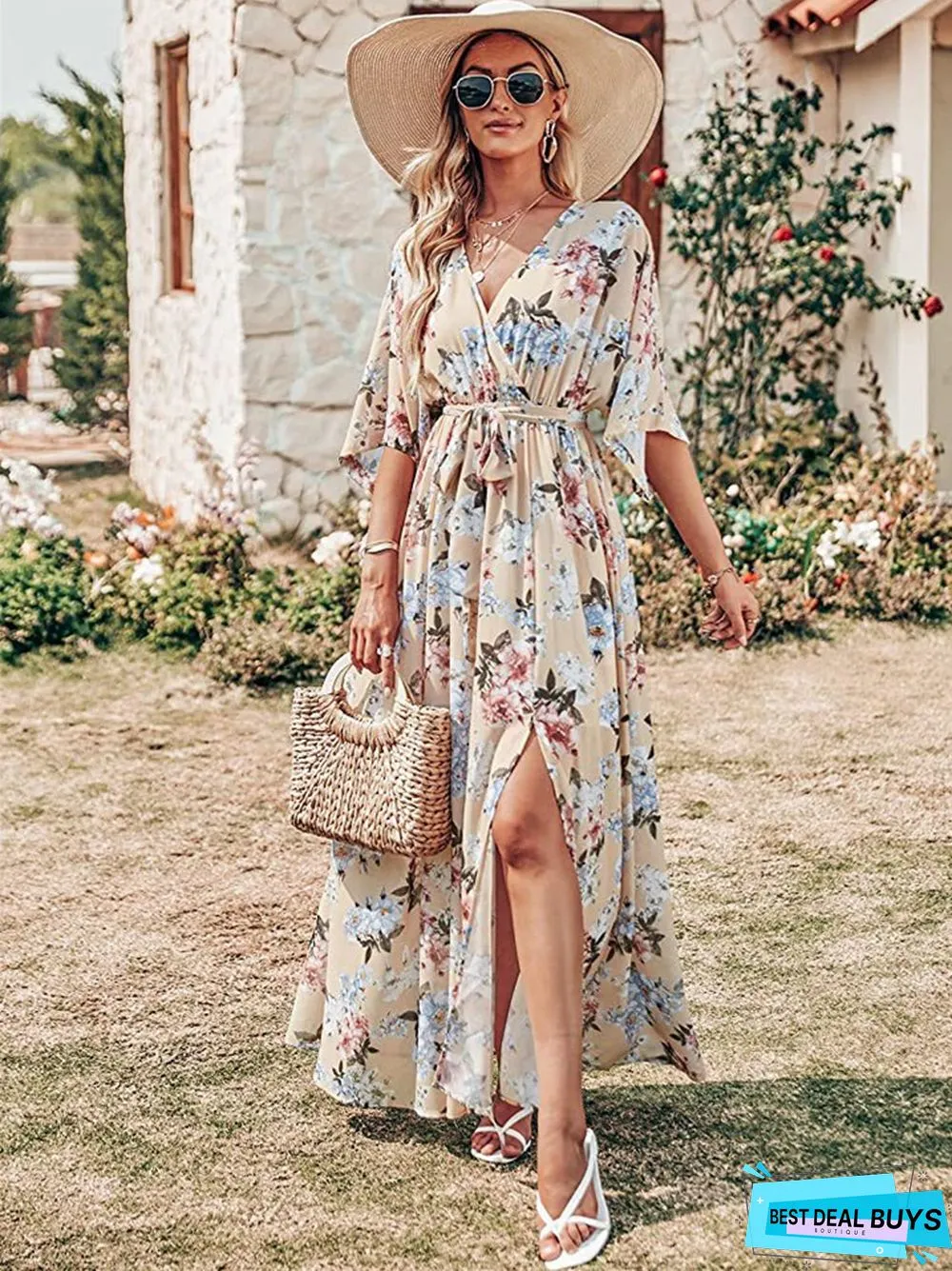Explosions In Summer V-Neck Hot Print Long Dress Women