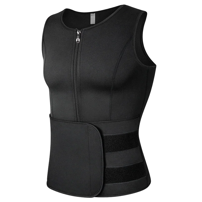 Billionm Sweat Corsest Vest for Men Waist Trainer Vest Adjustable Workout Body Shaper with Double Zipper for Sauna Suit for Mens