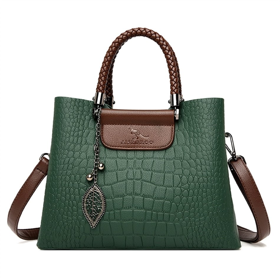 Genuine Brand Leather 3 Layers Alligator Crossbody Bag for Women Female Shoulder Messenger Sac Luxury Designer Ladies Handbags