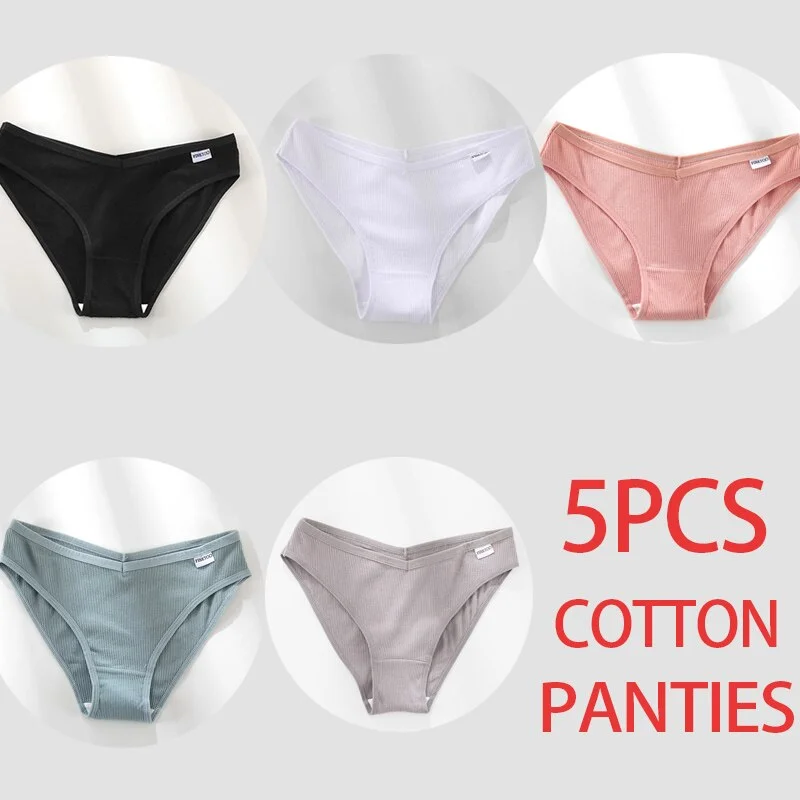 5PCS/Set Women Panties Cotton Underwear Female Panties Solid Color Underpants Sexy Lingerie Pantys for Woman Briefs Intimates