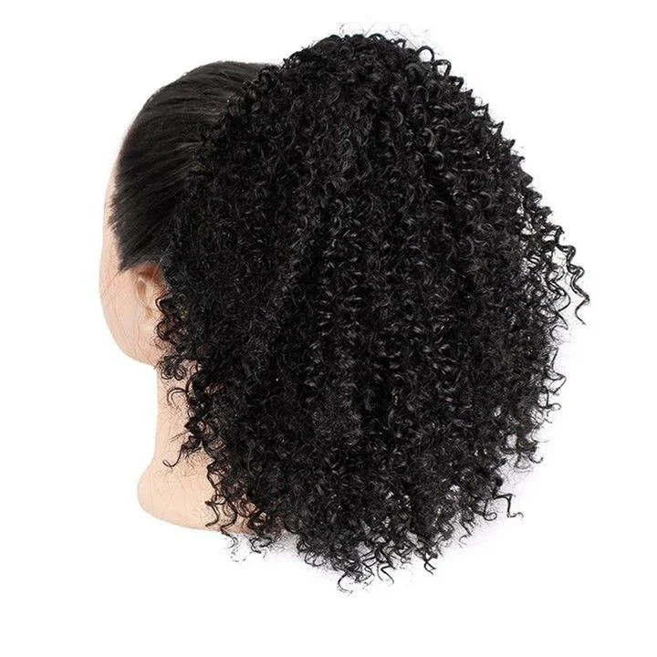 Short Afro Curly Ponytail Hair Piece-elleschic