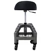 Campfun Industrial 360 Swivel Mechanic Stool, Gray, Metal Seat, 300 lbs Capacity, Casters, Adjustable Height, Shop Stool with Backrest, Rolling Creeper Seat