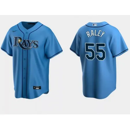 Men's Tampa Bay Rays #55 Luke Raley Light Blue Cool Base Stitched Baseball Jersey