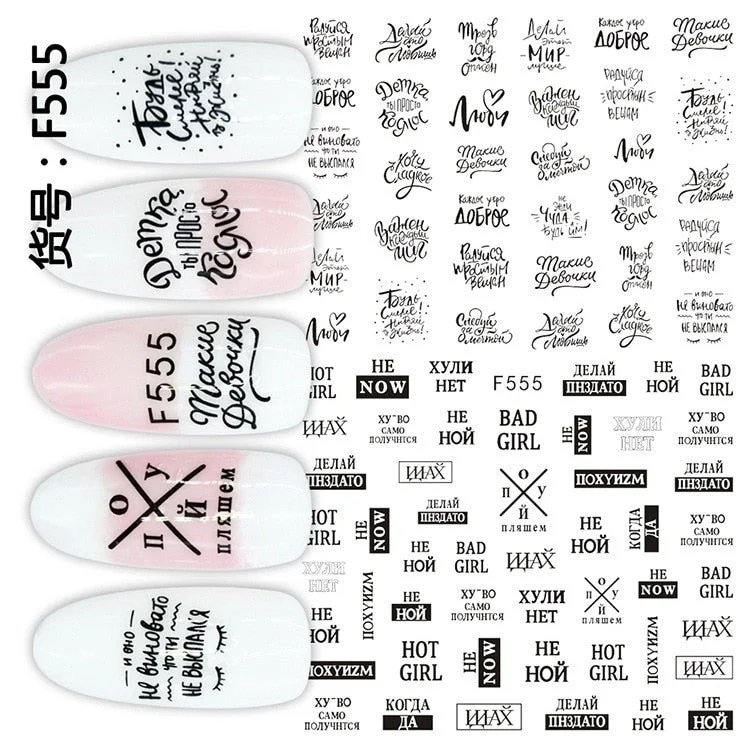 1PC 3D Nail Stickers Black Heart Love Self-Adhesive Slider Letters Nail Art Decorations Stars Decals Manicure Accessories-Nail Inspo