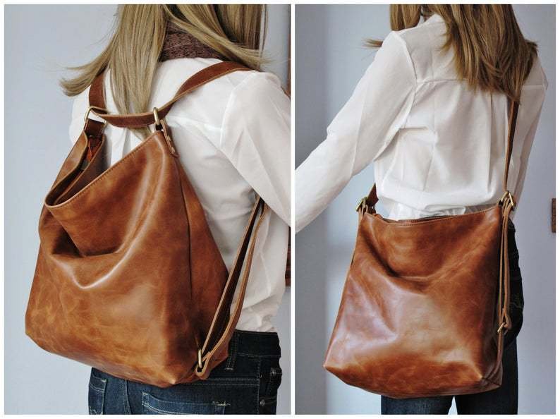Ladies retro oil-coated wax leather shoulder bag large-capacity soft leather soft cross-body bag