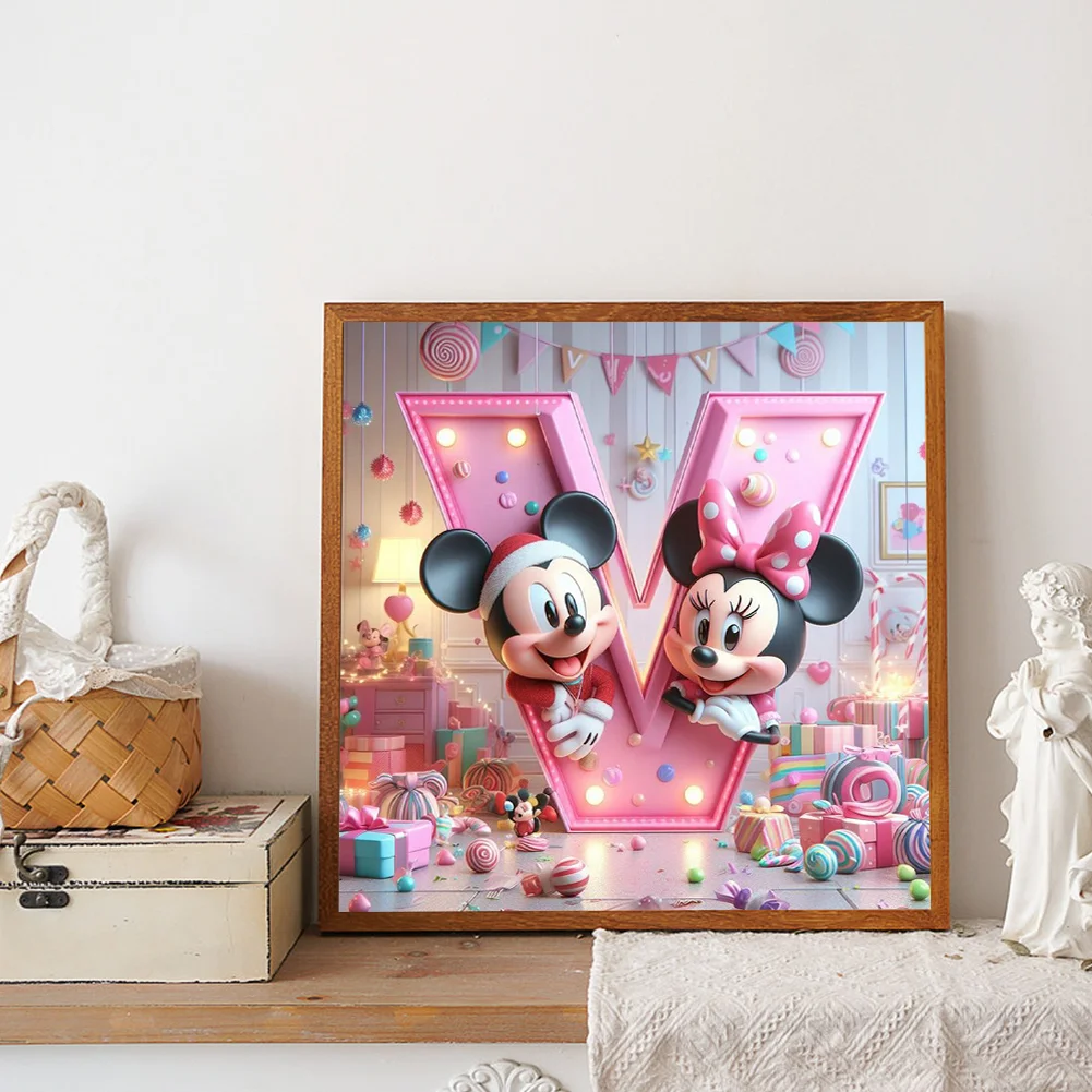 Full Round Diamond Painting 40*40cm - Disney Mickey Minnie Alphabet