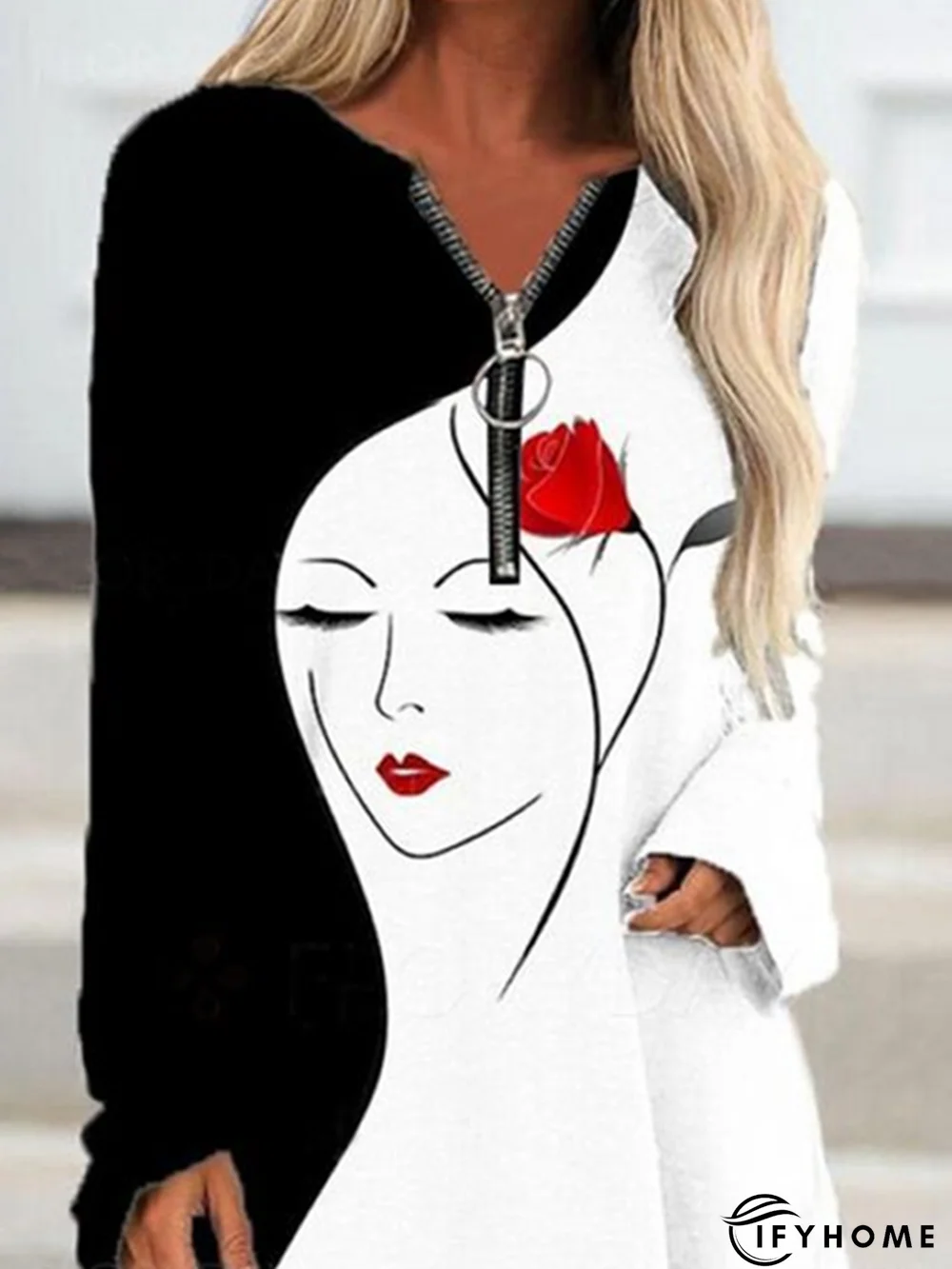 Printed Casual V Neck T-shirt | IFYHOME