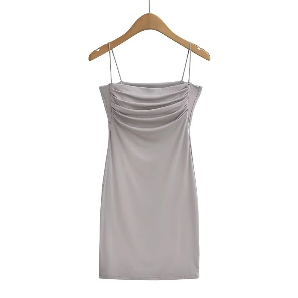 Ueong Trendy Women's Dress Sexy Flat Mouth Halter Skirt Summer New Pure Swinging Collar Pleated Buttocks Skirt