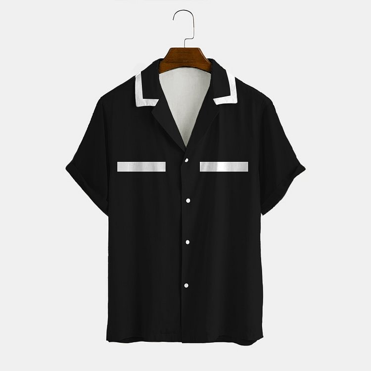 BrosWear Black Contrast White Short Sleeve Shirt