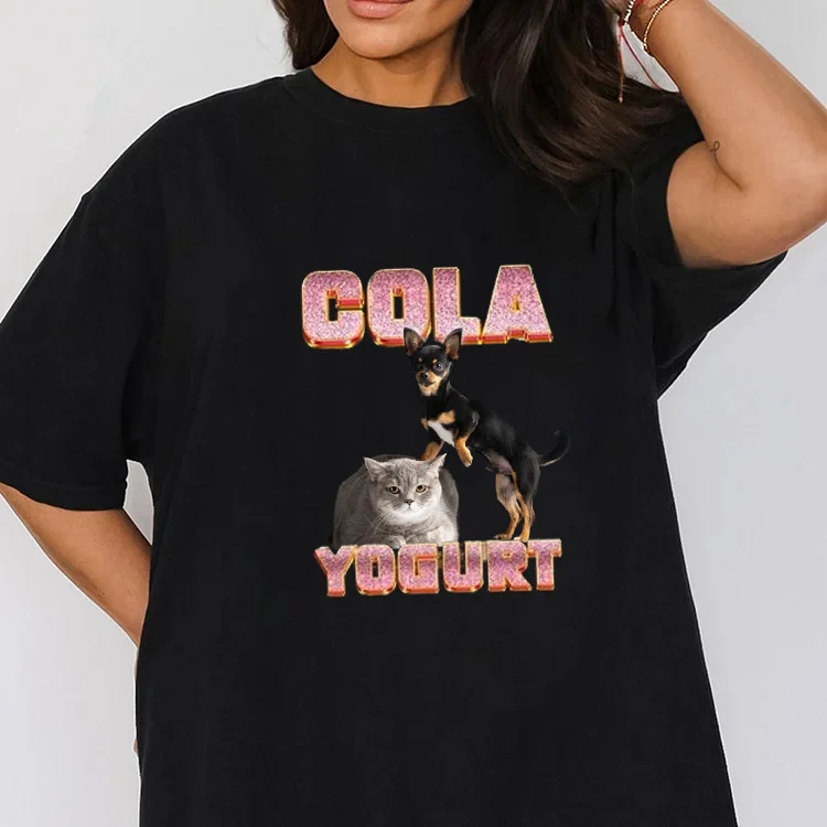 Custom Glitter Pet Name and Photo Printing T-shirt Sweatshirt Hoodie 