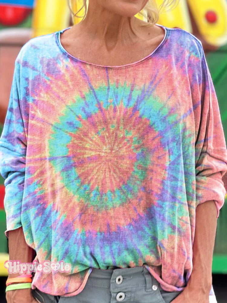Women’s Colorful Tie Dye Hippie Print T-Shirt Multicolor / S