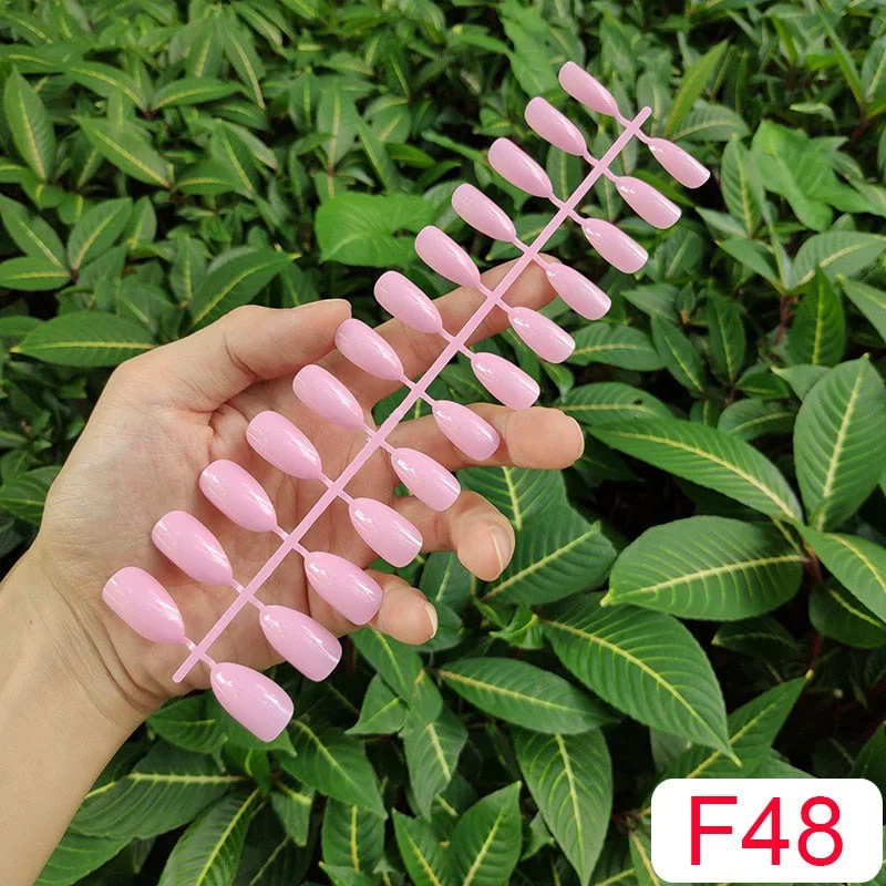 10 Sets Almond Shape False Nail Tips In Same Color 24 Pieces/Set 10 Sizes Press on Fake Nails DIY Manicure Finger Nail Tips-Nail Inspo