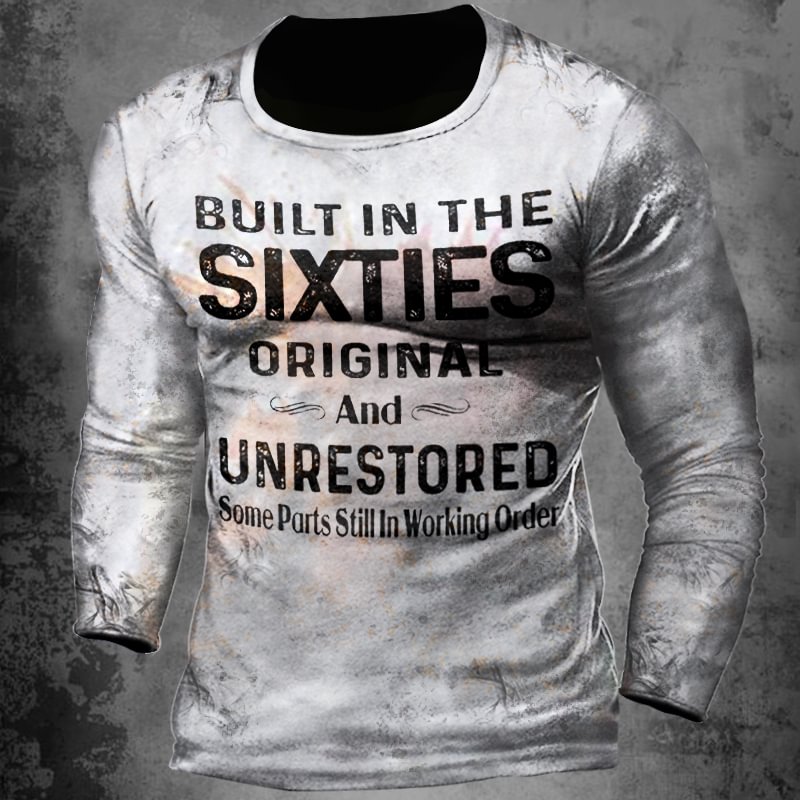 Mens Built In The Sixties Unrestored Motorcy Printed T-shirt-Compassnice®
