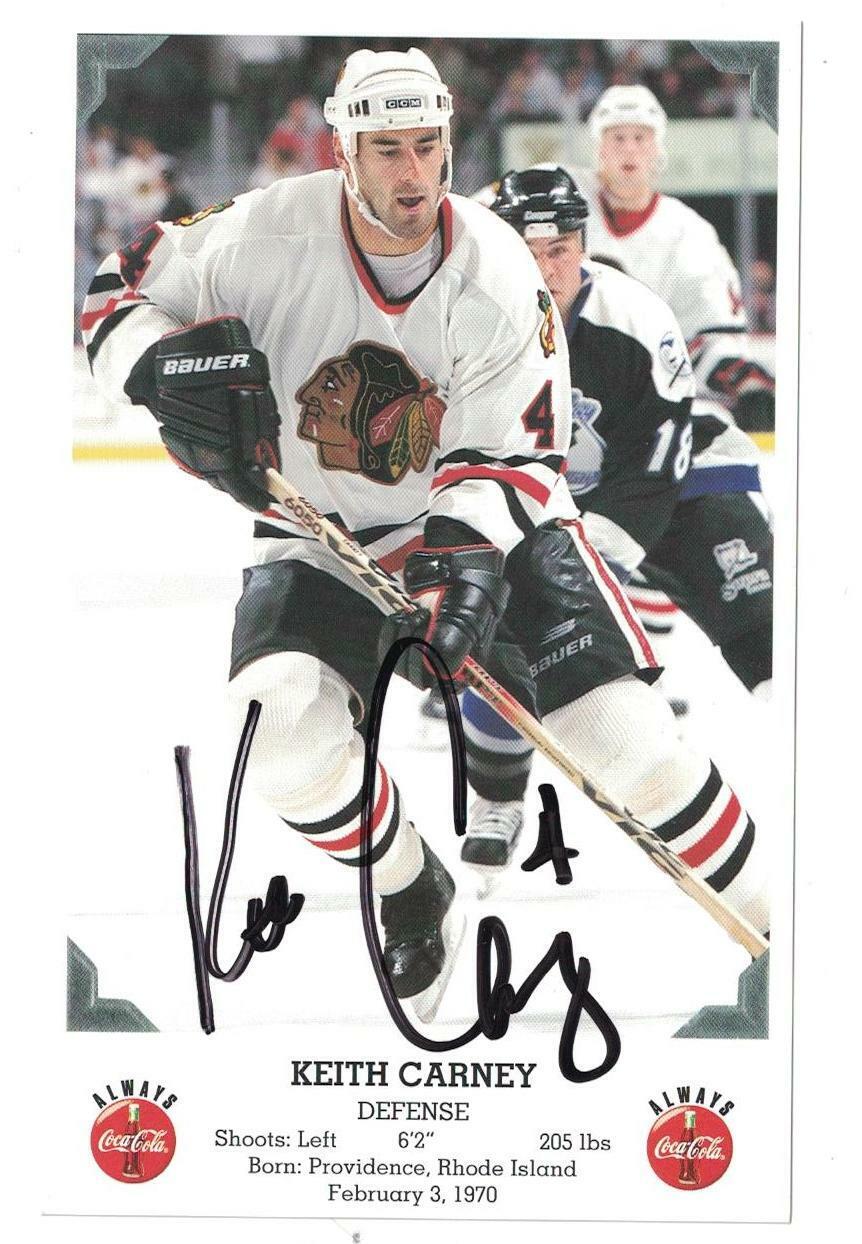 Keith Carney Signed Autographed 3 3/4 x 6 Photo Poster painting Chicago Blackhawks