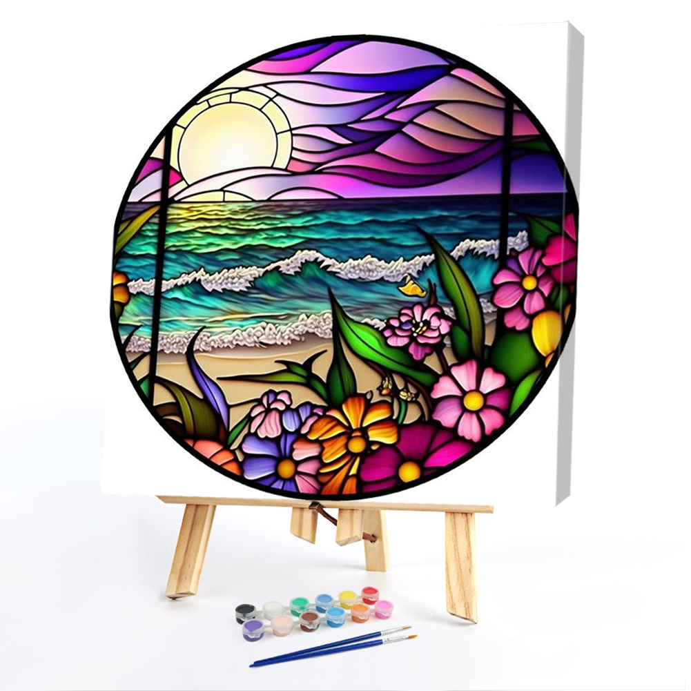 Seaside Glass PaintingPaint by Numbers Acrylic Painting 40*40CM