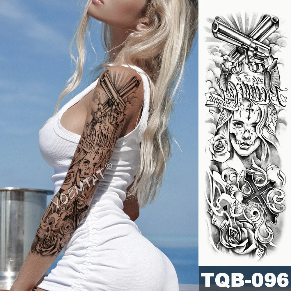 Large Arm Sleeve Tattoo Airplane soldier Pilot Waterproof Temporary Tatto Sticker Sailing Compass Body Art Full Fake Tatoo Women